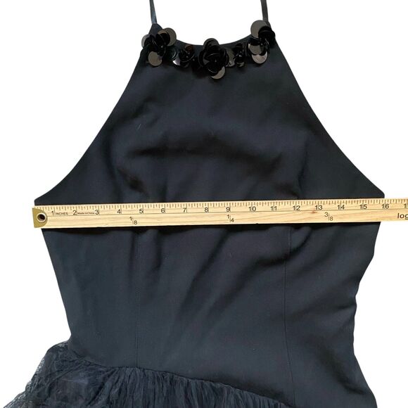 Edge Tulle Black Dress M Halter Neck Open Back Balletcore Fairy Whimsygoth Sexy - Picture 10 of 12